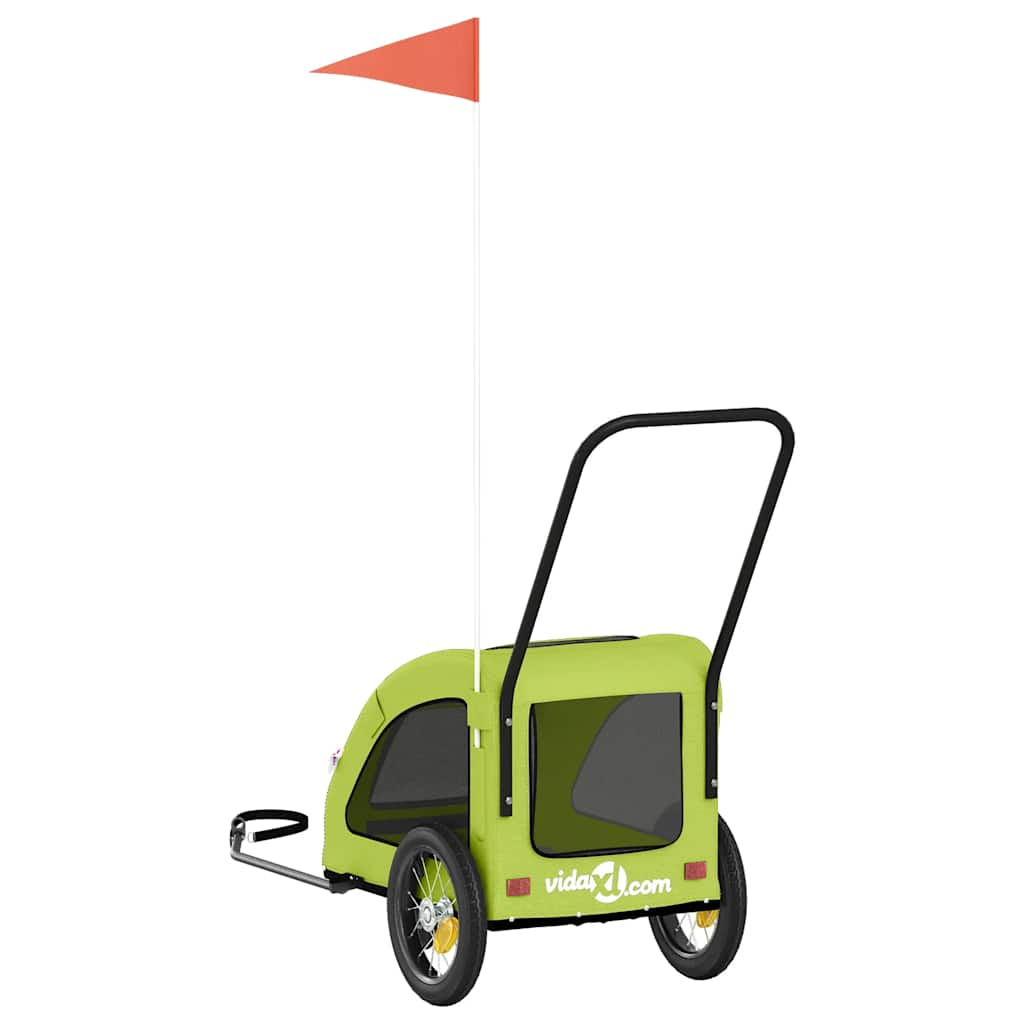 Glamorous Pups : vidaXL Pet Bike Trailer Green Oxford Fabric, Iron, PVC Small Collapsible