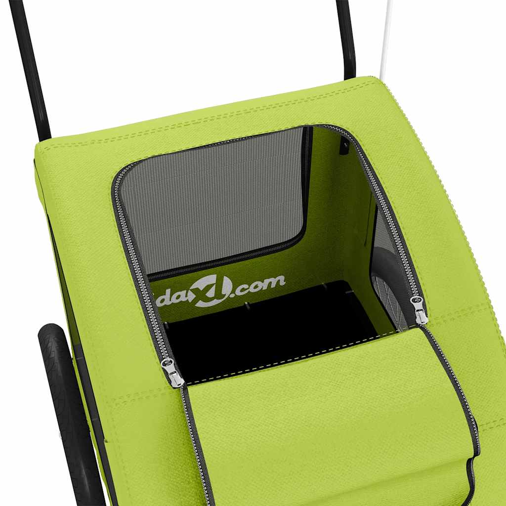 Glamorous Pups : vidaXL Pet Bike Trailer Green Oxford Fabric, Iron, PVC Small Collapsible