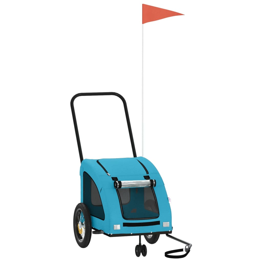 Glamorous Pups : vidaXL Pet Bike Trailer Blue Oxford fabric, Iron, PVC Small Durable