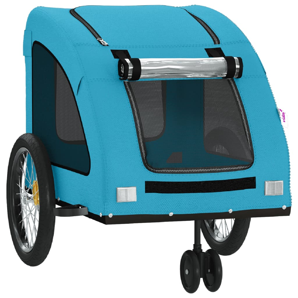 Glamorous Pups : vidaXL Pet Bike Trailer Blue Oxford fabric, Iron, PVC Small Durable