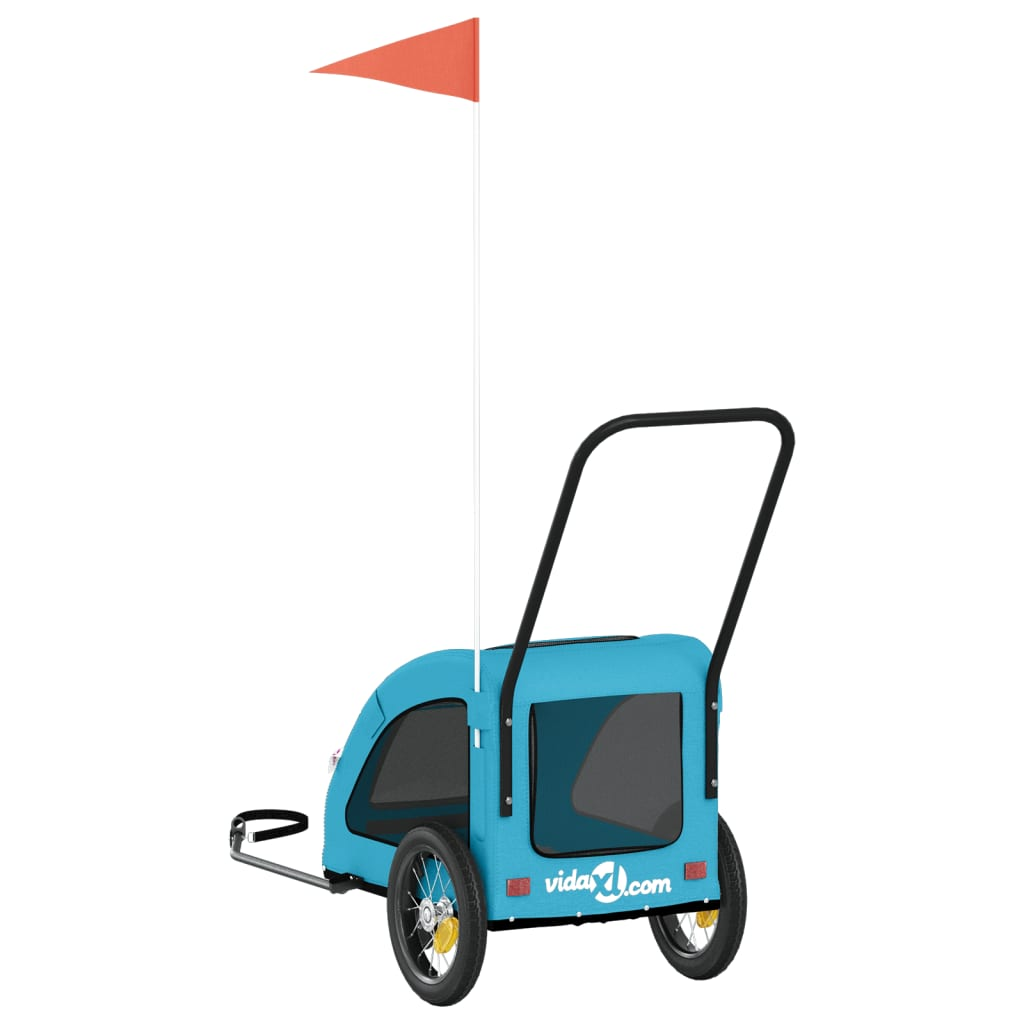 Glamorous Pups : vidaXL Pet Bike Trailer Blue Oxford fabric, Iron, PVC Small Durable