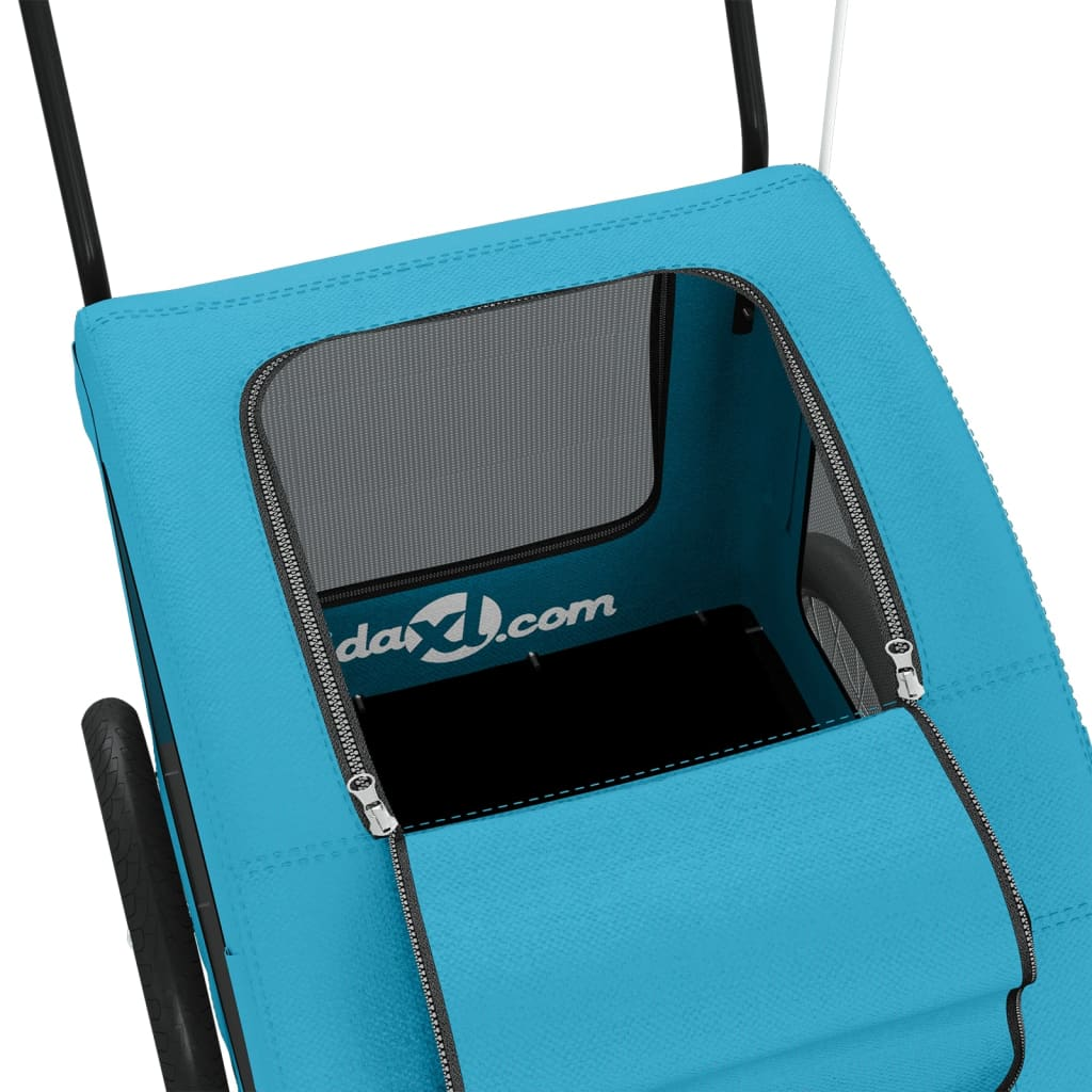 Glamorous Pups : vidaXL Pet Bike Trailer Blue Oxford fabric, Iron, PVC Small Durable