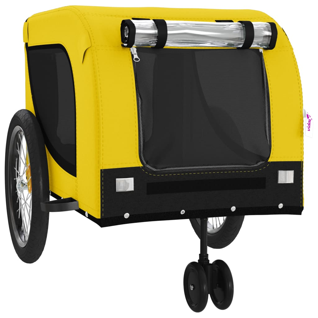 Glamorous Pups : vidaXL Pet Bike Trailer Yellow and black Oxford fabric, iron, PVC Compact