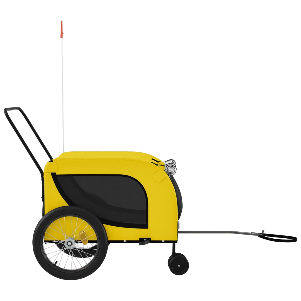 Glamorous Pups : vidaXL Pet Bike Trailer Yellow and black Oxford fabric, iron, PVC Compact