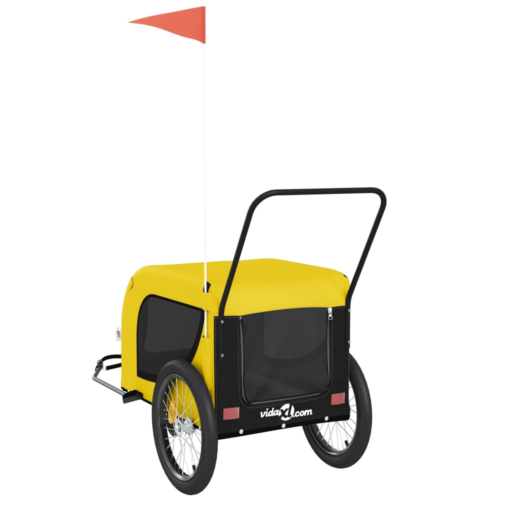 Glamorous Pups : vidaXL Pet Bike Trailer Yellow and black Oxford fabric, iron, PVC Compact