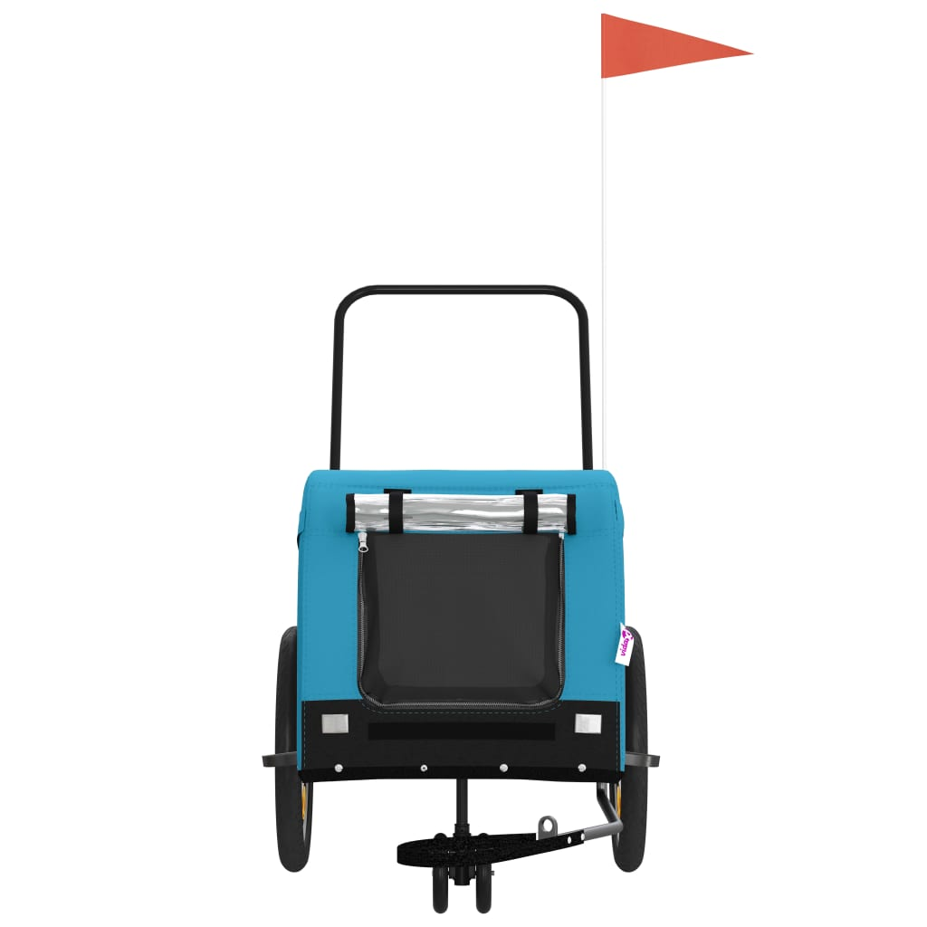 Glamorous Pups : vidaXL Pet Bike Trailer Blue and Black Oxford fabric, iron, PVC