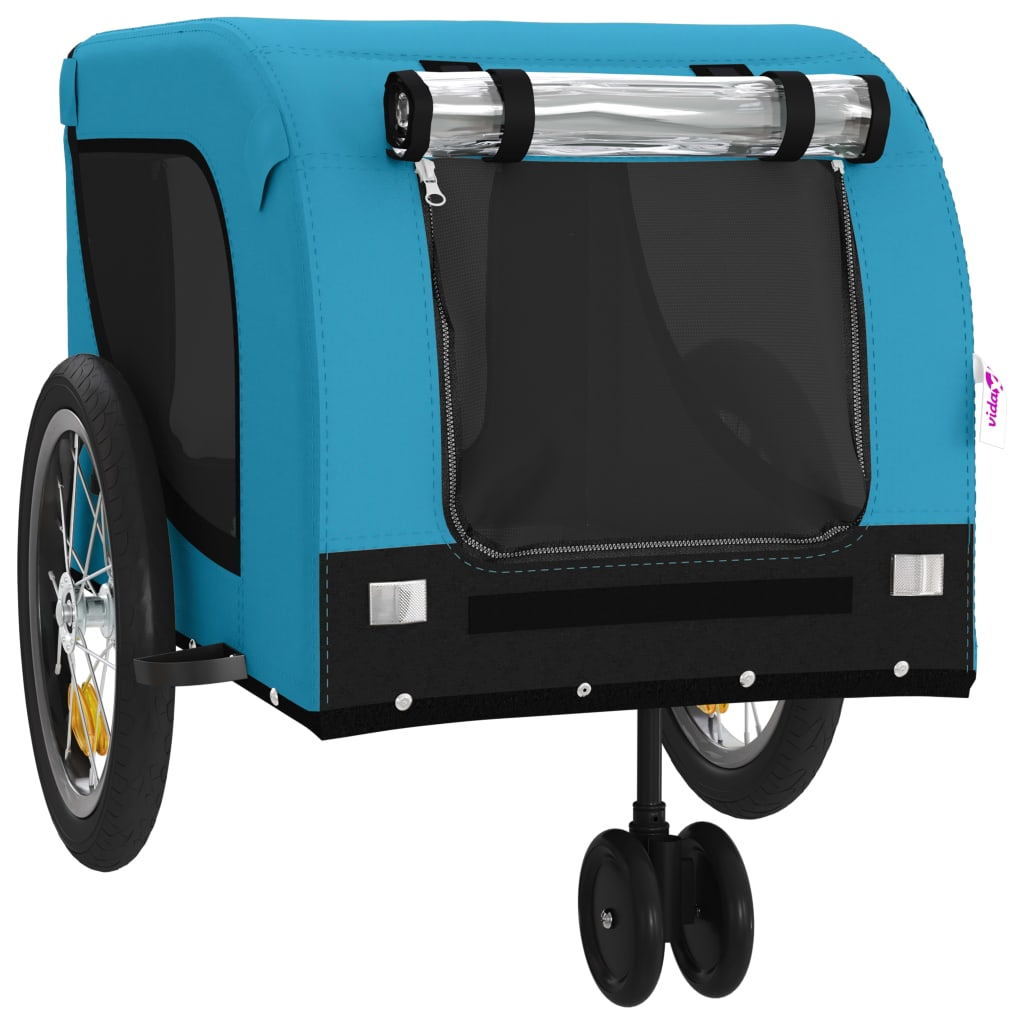 Glamorous Pups : vidaXL Pet Bike Trailer Blue and Black Oxford fabric, iron, PVC