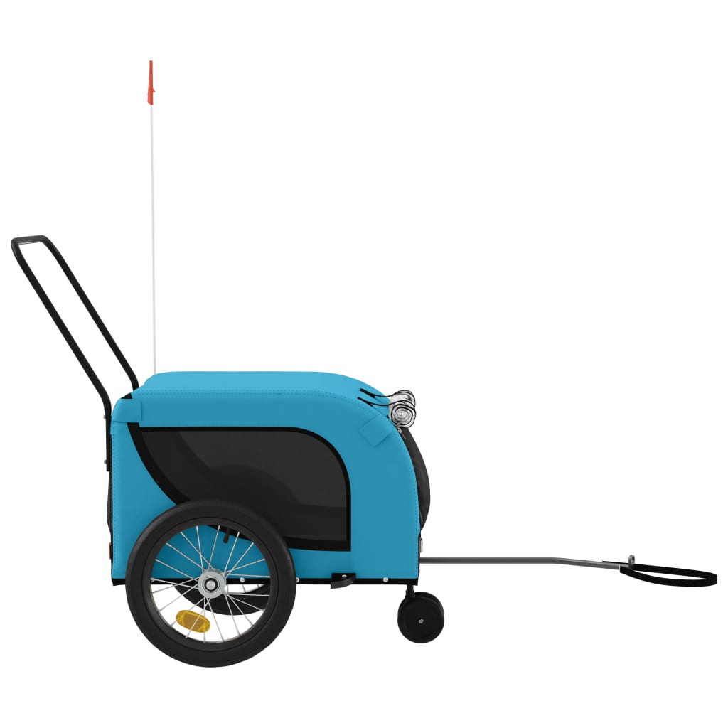 Glamorous Pups : vidaXL Pet Bike Trailer Blue and Black Oxford fabric, iron, PVC