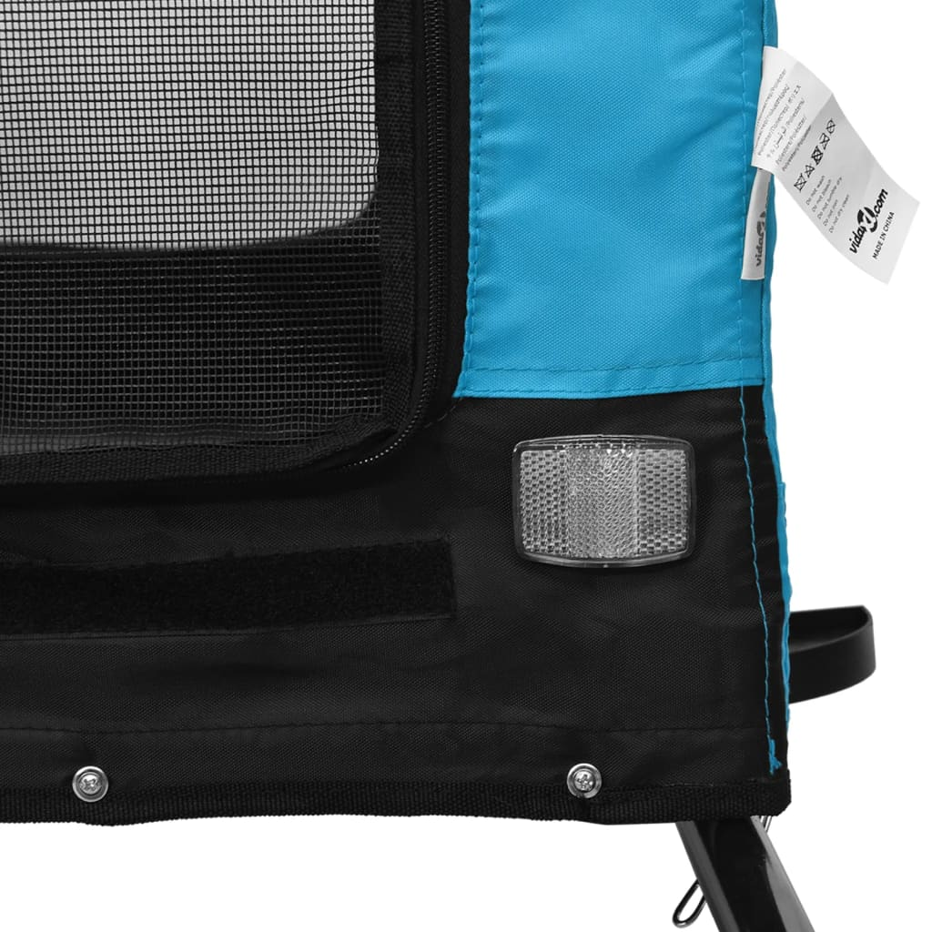 Glamorous Pups : vidaXL Pet Bike Trailer Blue and Black Oxford fabric, iron, PVC