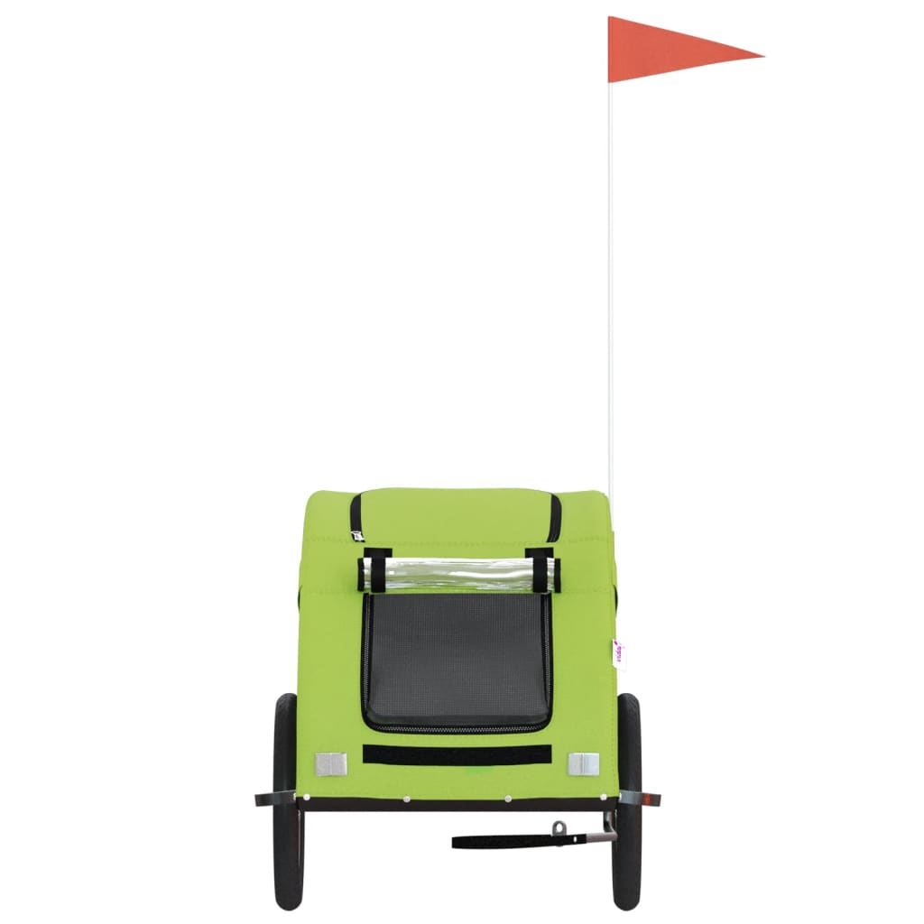 Glamorous Pups : vidaXL Pet Bike Trailer Green Oxford fabric, iron, PVC Medium Durable