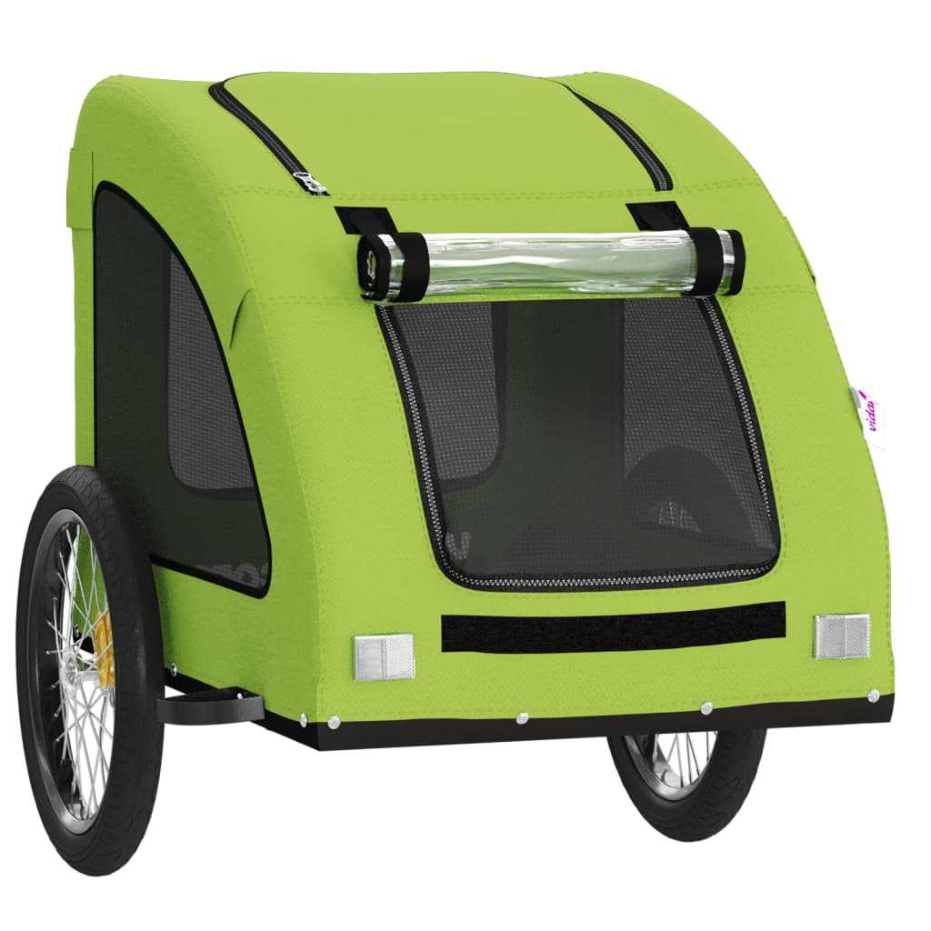 Glamorous Pups : vidaXL Pet Bike Trailer Green Oxford fabric, iron, PVC Medium Durable