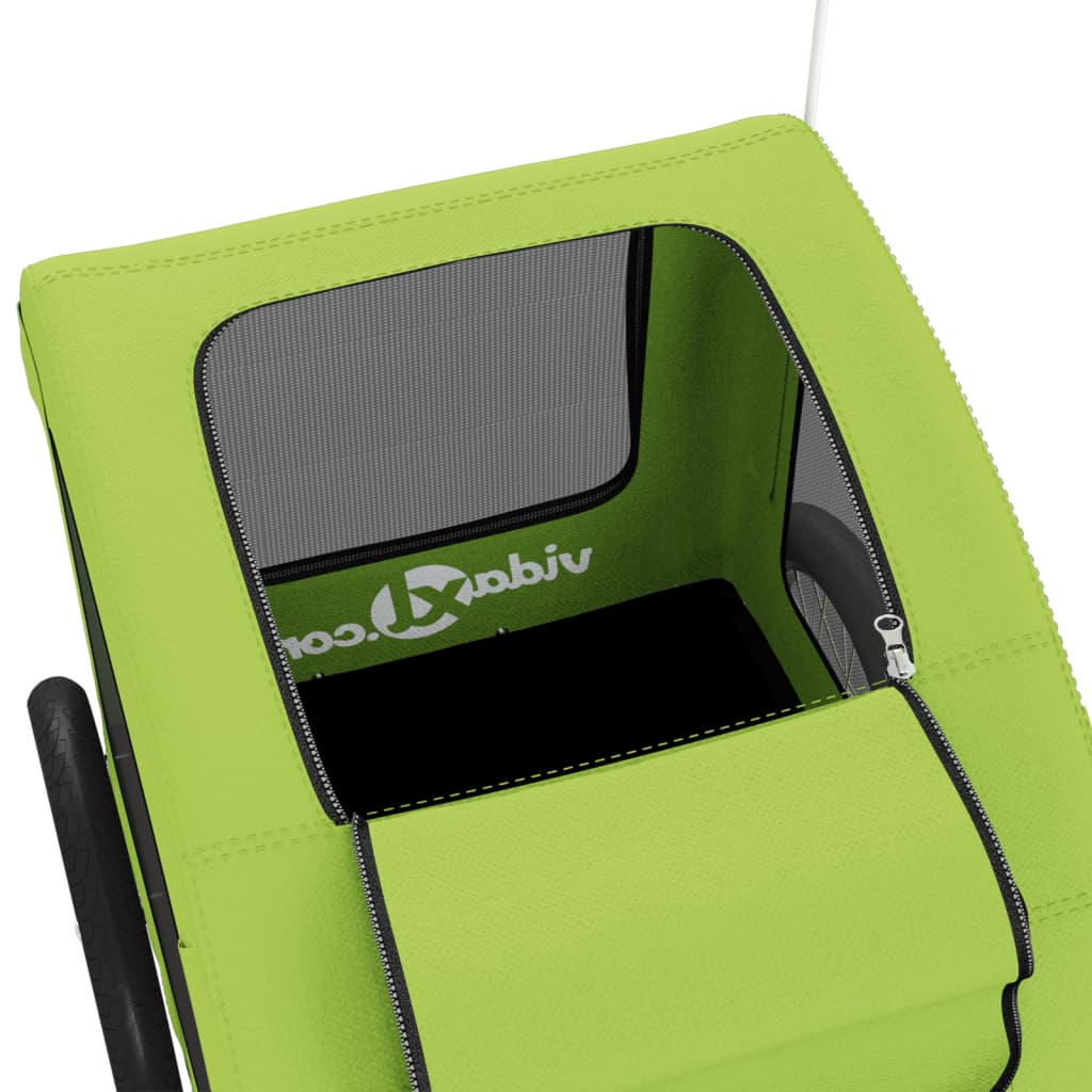 Glamorous Pups : vidaXL Pet Bike Trailer Green Oxford fabric, iron, PVC Medium Durable