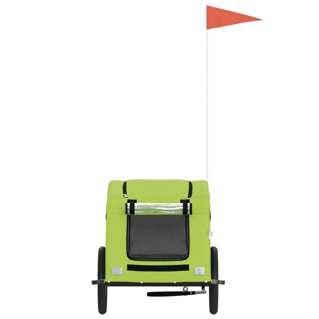 Glamorous Pups : vidaXL Pet Bike Trailer Green Oxford fabric, iron, PVC