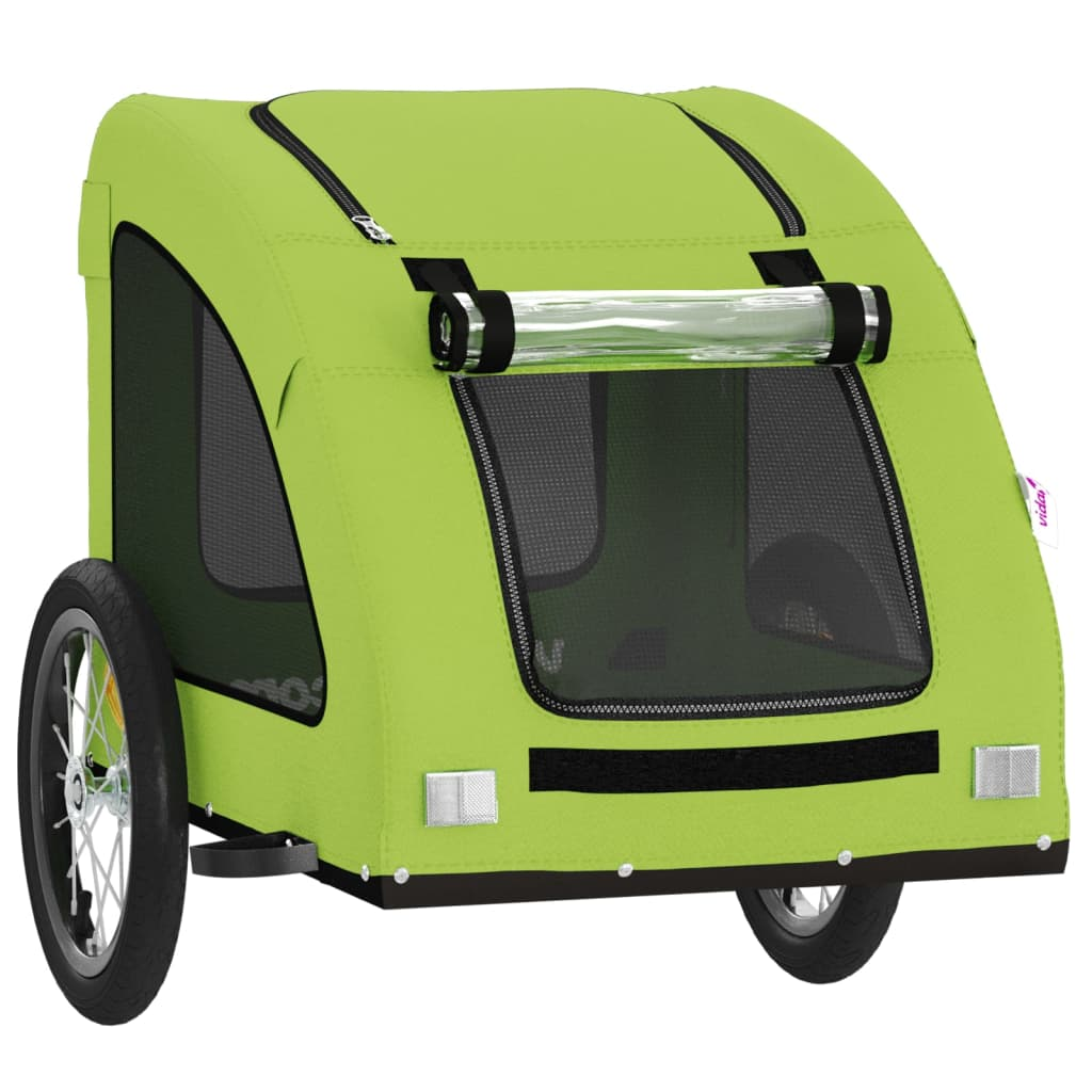 Glamorous Pups : vidaXL Pet Bike Trailer Green Oxford fabric, iron, PVC