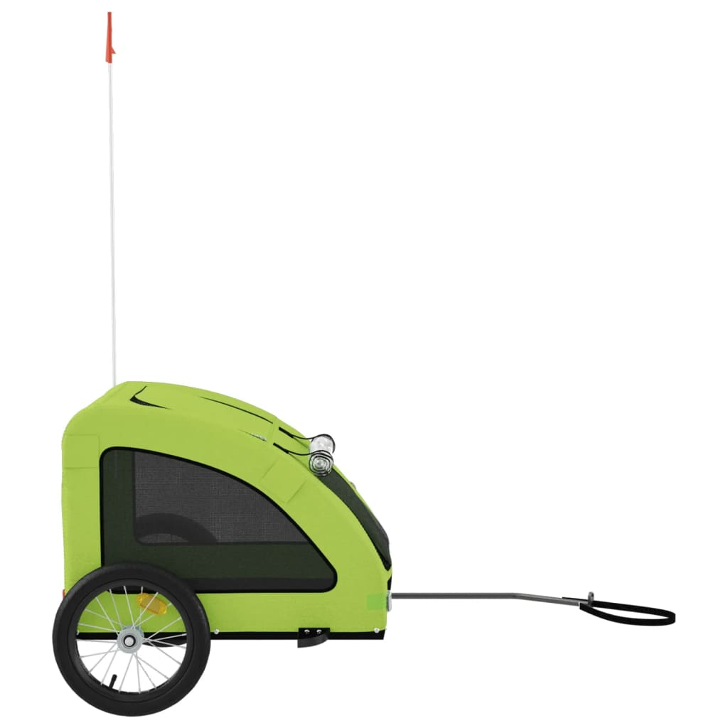 Glamorous Pups : vidaXL Pet Bike Trailer Green Oxford fabric, iron, PVC