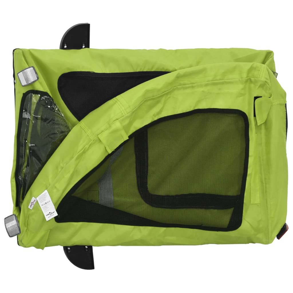 Glamorous Pups : vidaXL Pet Bike Trailer Green Oxford fabric, iron, PVC