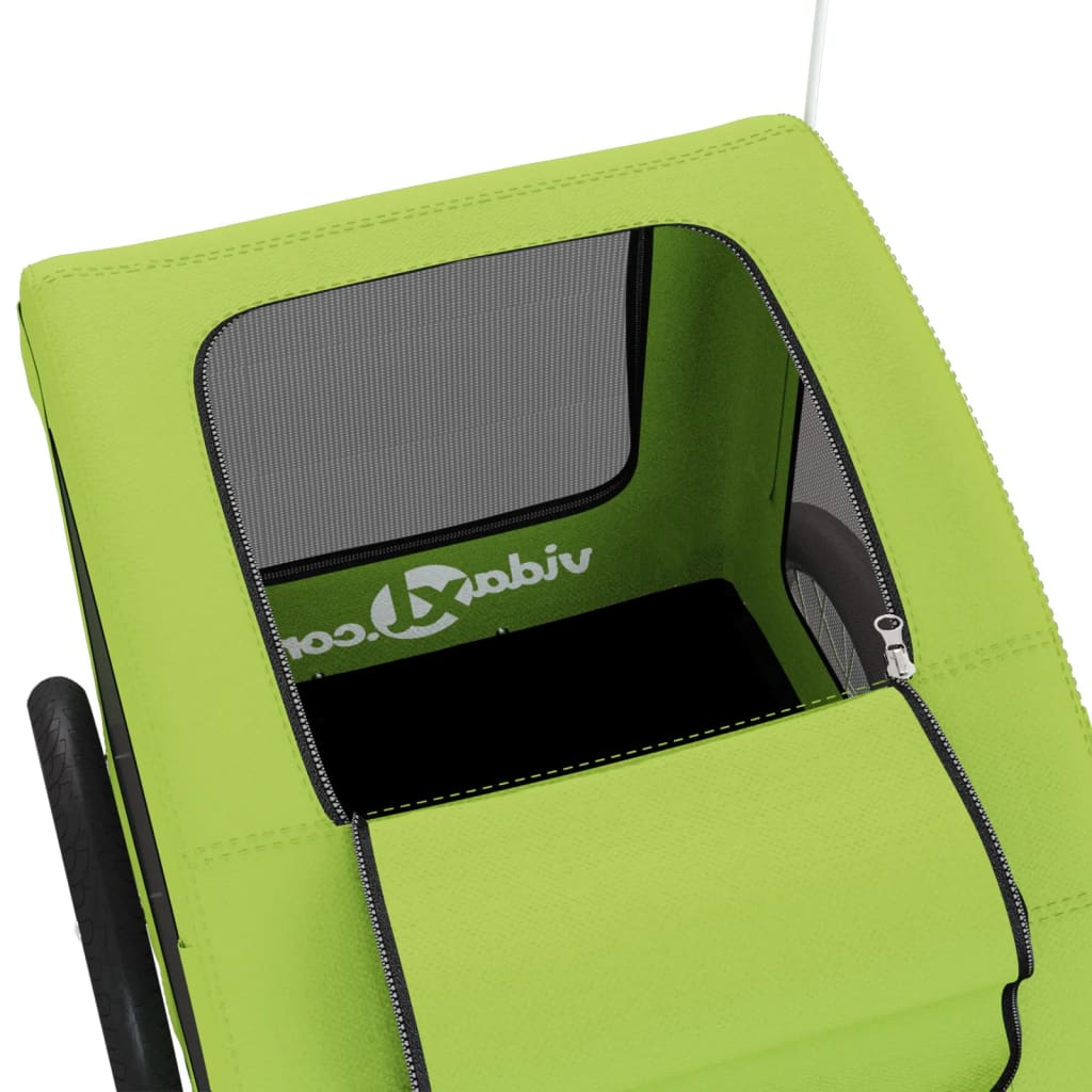 Glamorous Pups : vidaXL Pet Bike Trailer Green Oxford fabric, iron, PVC