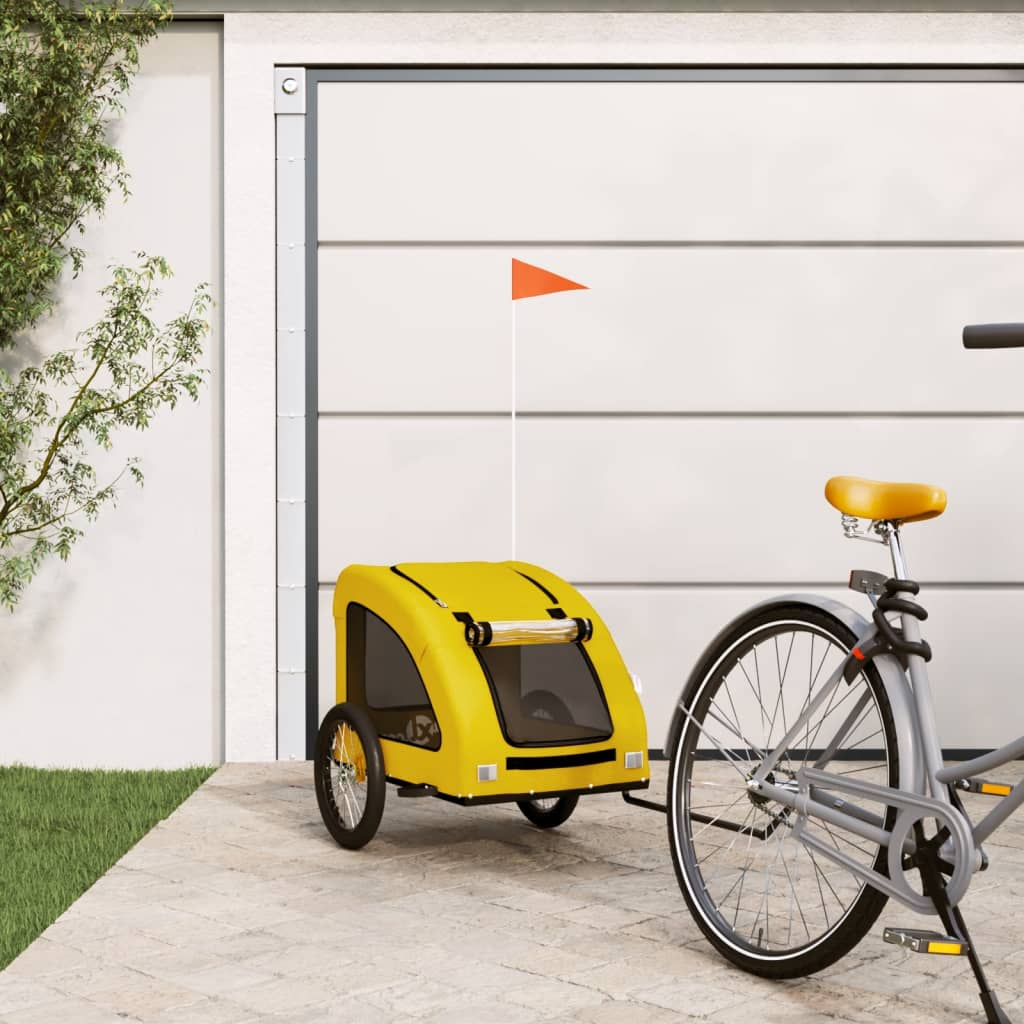 Glamorous Pups : vidaXL Pet Bike Trailer Yellow Oxford fabric, Iron, PVC Collapsible