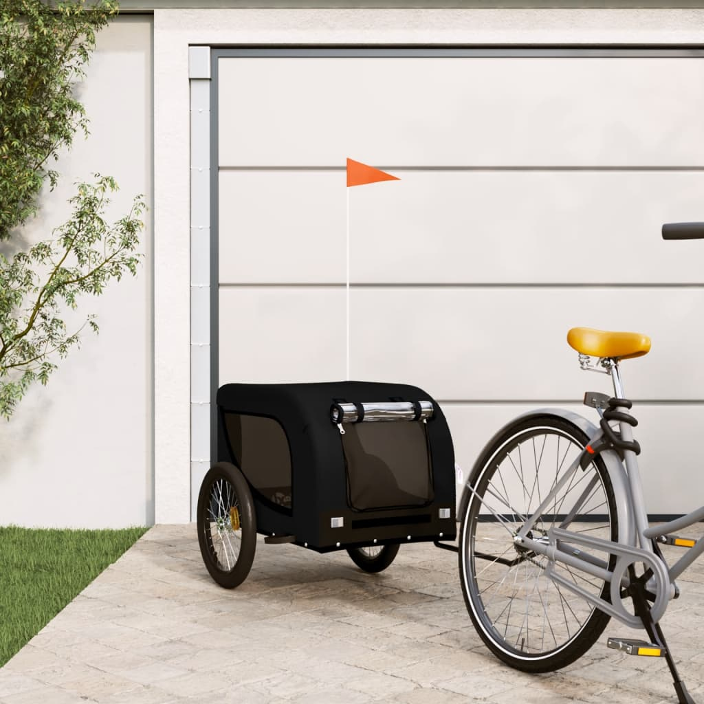 Glamorous Pups : vidaXL Pet Bike Trailer Black Oxford fabric, Iron, PVC Small Collapsible