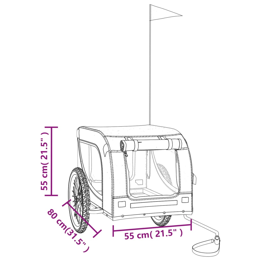 Glamorous Pups : vidaXL Pet Bike Trailer Black Oxford fabric, Iron, PVC Small Collapsible