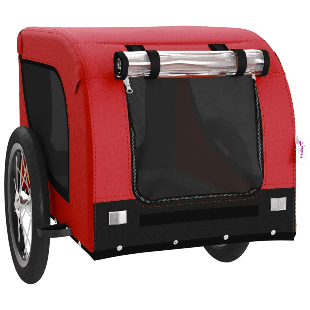 Glamorous Pups : vidaXL Pet Bike Trailer Red and black Oxford fabric, Iron, PVC Compact