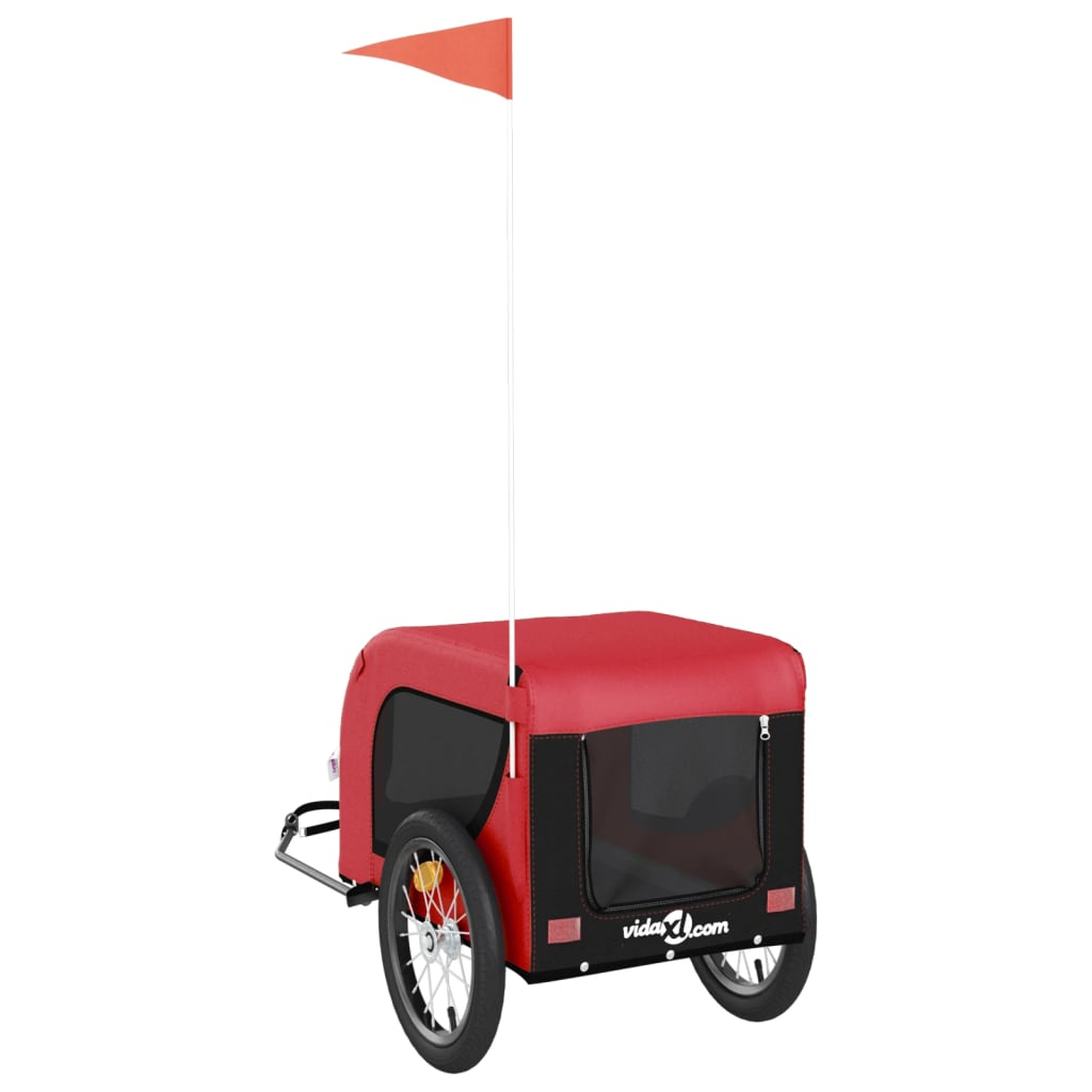 Glamorous Pups : vidaXL Pet Bike Trailer Red and black Oxford fabric, Iron, PVC Compact