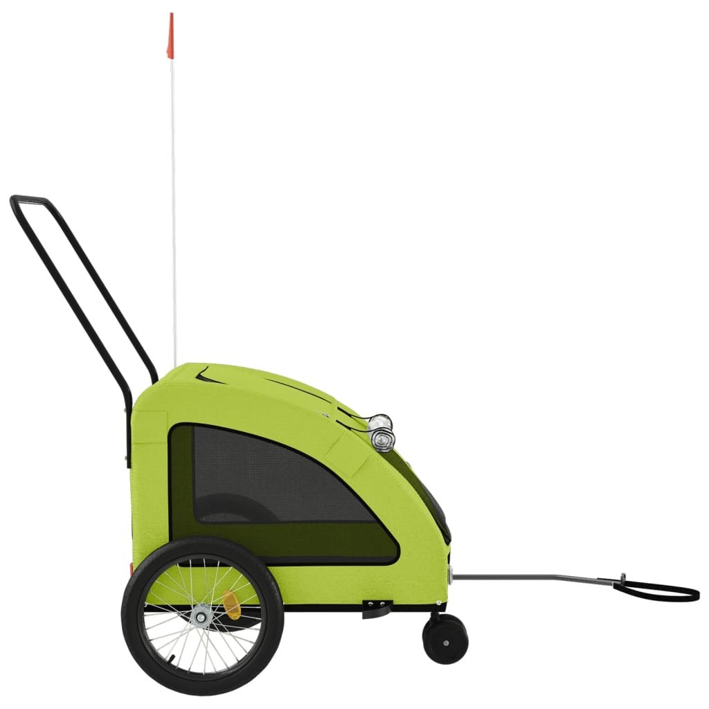 Glamorous Pups : vidaXL Pet Bike Trailer Green Oxford Fabric, Iron, PVC Tough