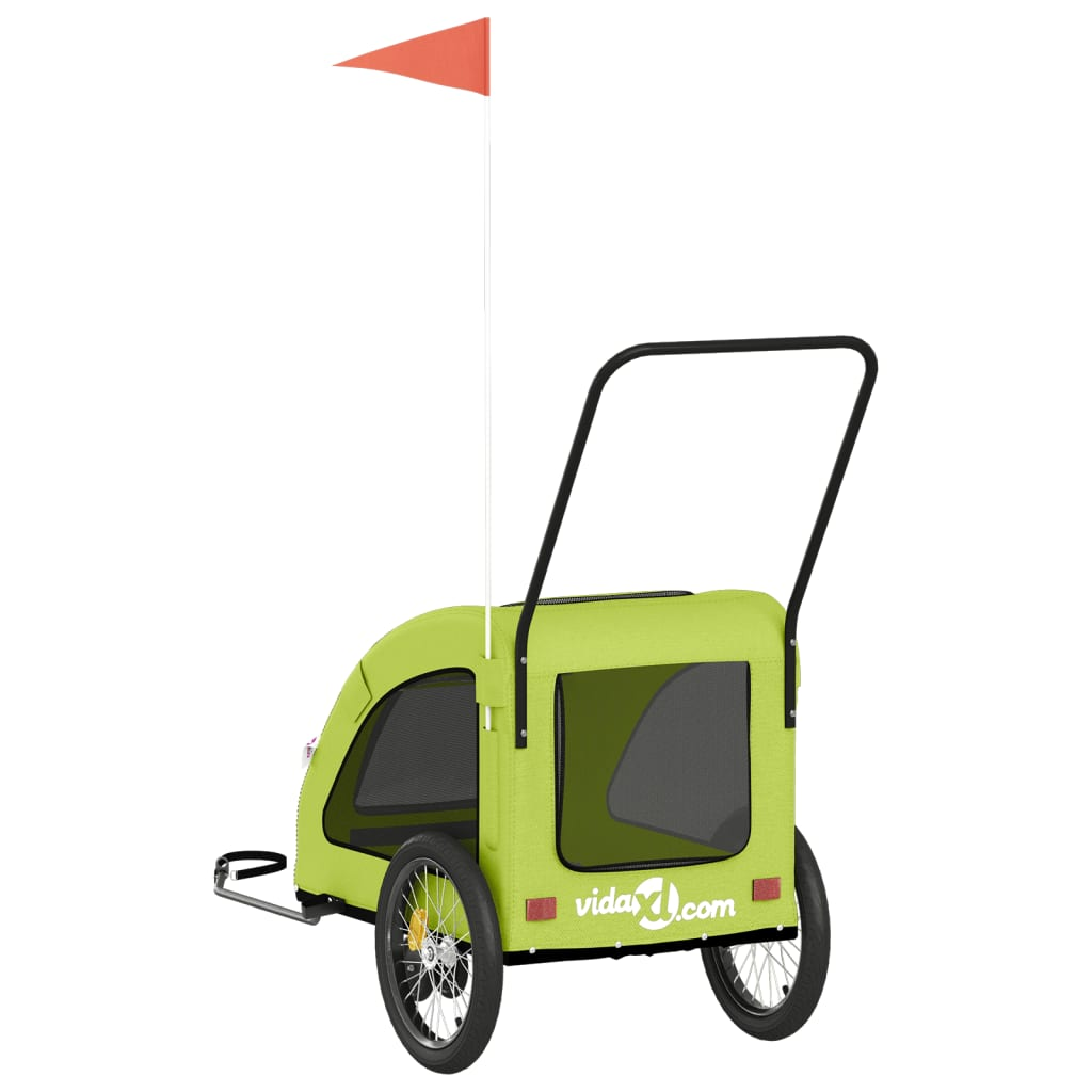 Glamorous Pups : vidaXL Pet Bike Trailer Green Oxford Fabric, Iron, PVC Tough