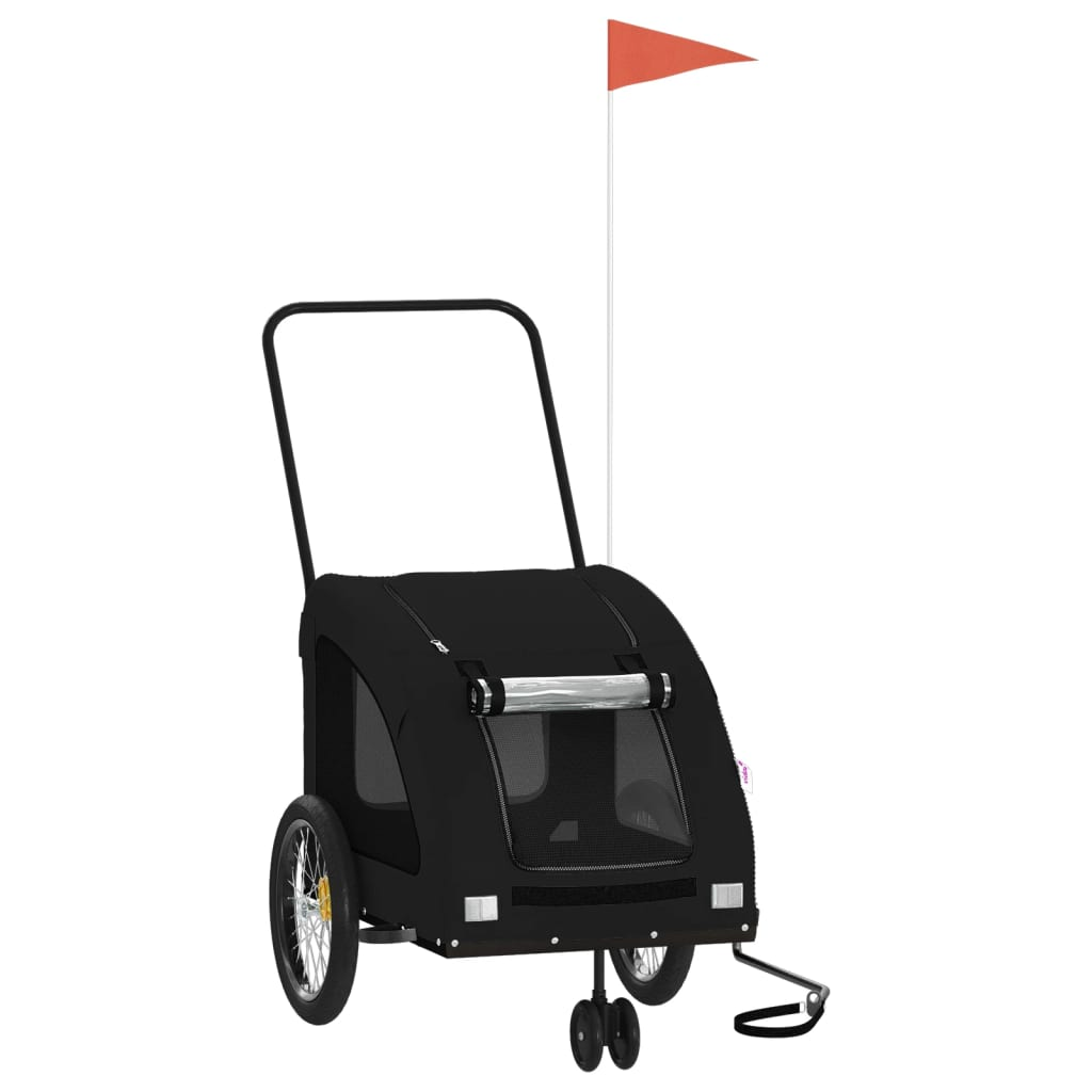 Glamorous Pups : vidaXL Pet Bike Trailer Black Oxford fabric Compact Durable