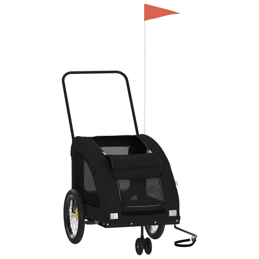 Glamorous Pups : vidaXL Pet Bike Trailer Black Oxford fabric Compact Durable
