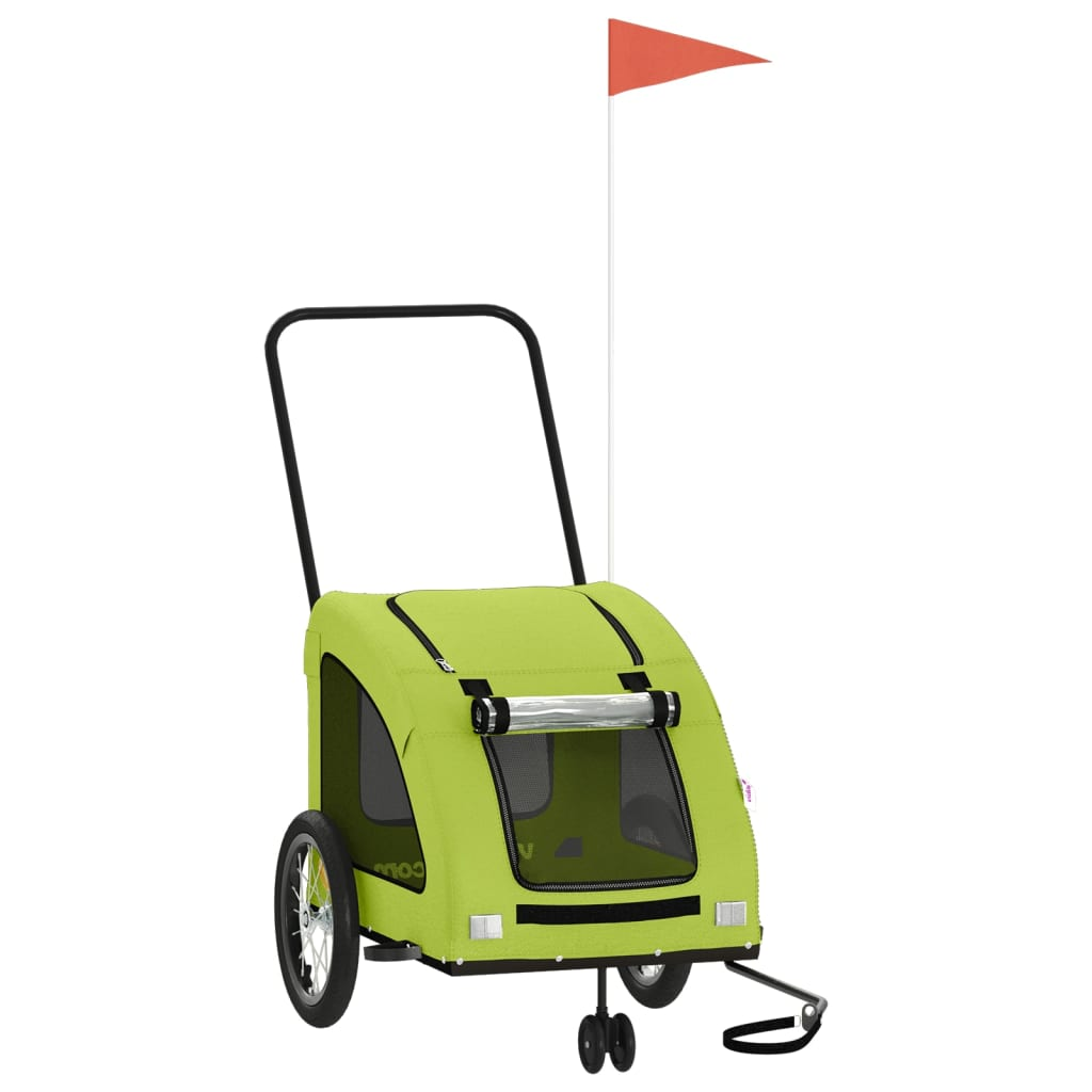 Glamorous Pups : vidaXL Pet Bike Trailer Green Oxford fabric, PVC, Iron compact Foldable