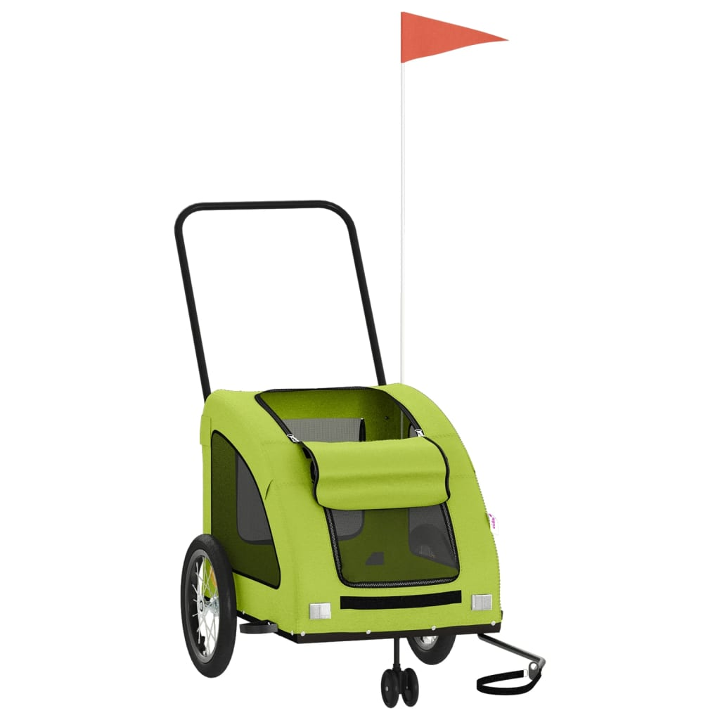 Glamorous Pups : vidaXL Pet Bike Trailer Green Oxford fabric, PVC, Iron compact Foldable