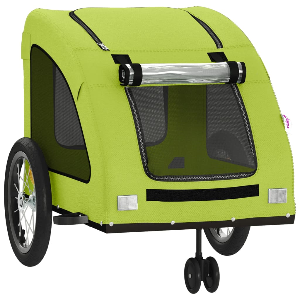 Glamorous Pups : vidaXL Pet Bike Trailer Green Oxford fabric, PVC, Iron compact Foldable