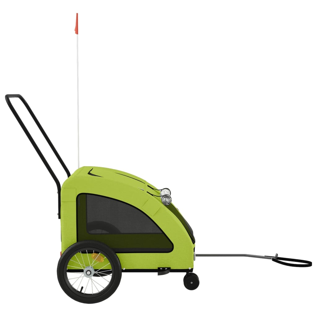 Glamorous Pups : vidaXL Pet Bike Trailer Green Oxford fabric, PVC, Iron compact Foldable