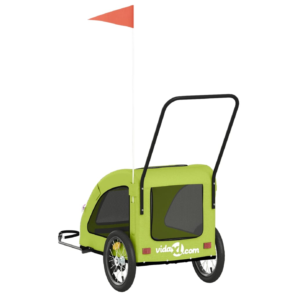 Glamorous Pups : vidaXL Pet Bike Trailer Green Oxford fabric, PVC, Iron compact Foldable