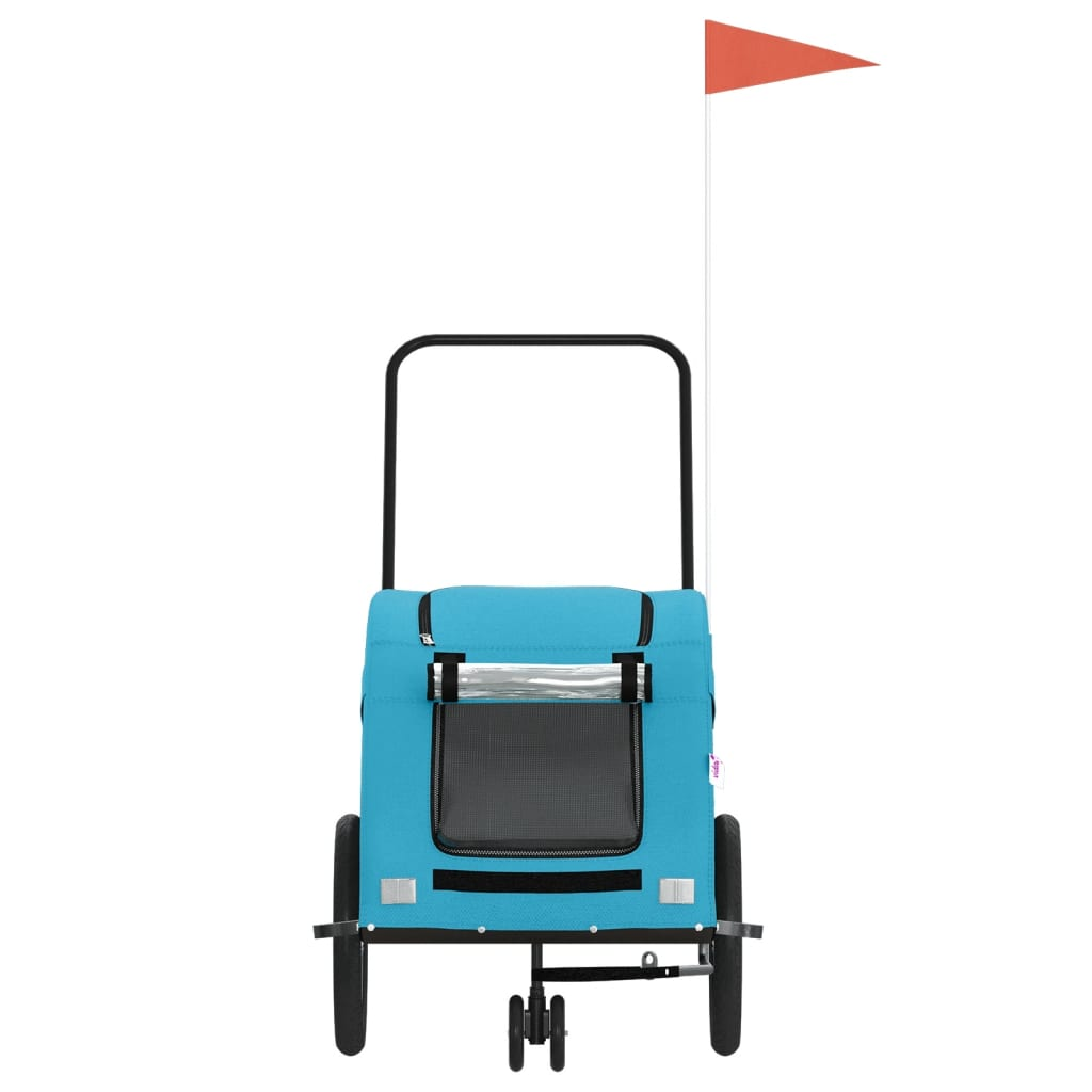 Glamorous Pups : vidaXL Pet Bike Trailer Blue Oxford fabric, iron, PVC Small Collapsible