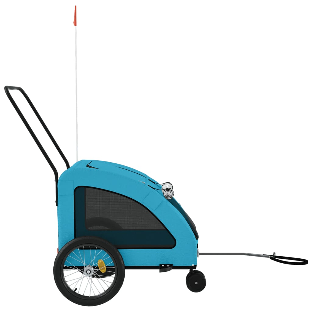 Glamorous Pups : vidaXL Pet Bike Trailer Blue Oxford fabric, iron, PVC Small Collapsible