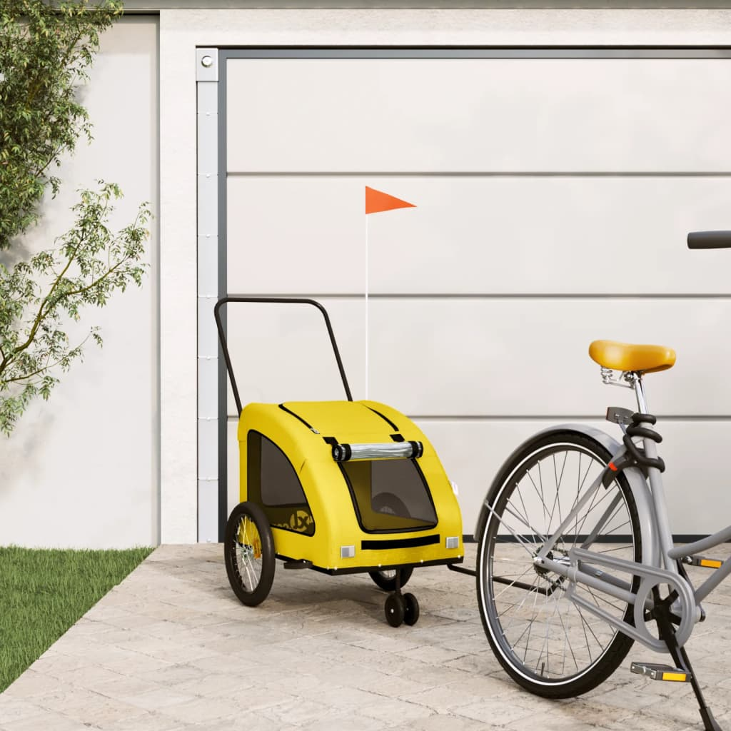 Glamorous Pups : vidaXL Pet Bike Trailer Yellow Oxford fabric, Iron, PVC Durable