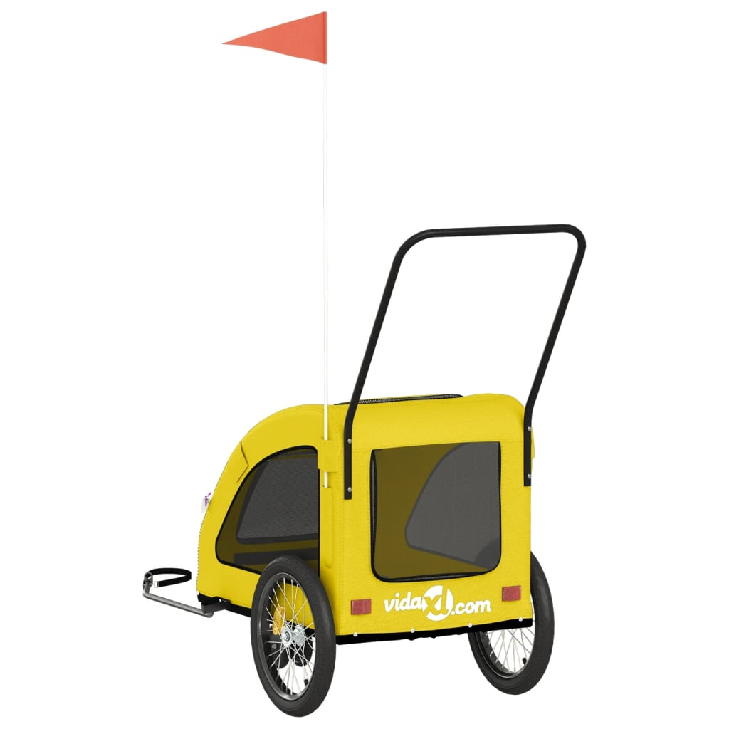 Glamorous Pups : vidaXL Pet Bike Trailer Yellow Oxford fabric, Iron, PVC Durable