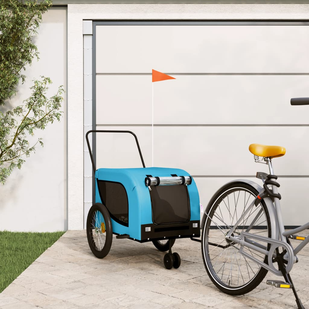Glamorous Pups : vidaXL Pet Bike Trailer Blue and Black Oxford Fabric, Iron, PVC Small
