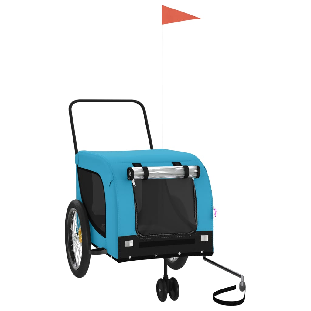 Glamorous Pups : vidaXL Pet Bike Trailer Blue and Black Oxford Fabric, Iron, PVC Small