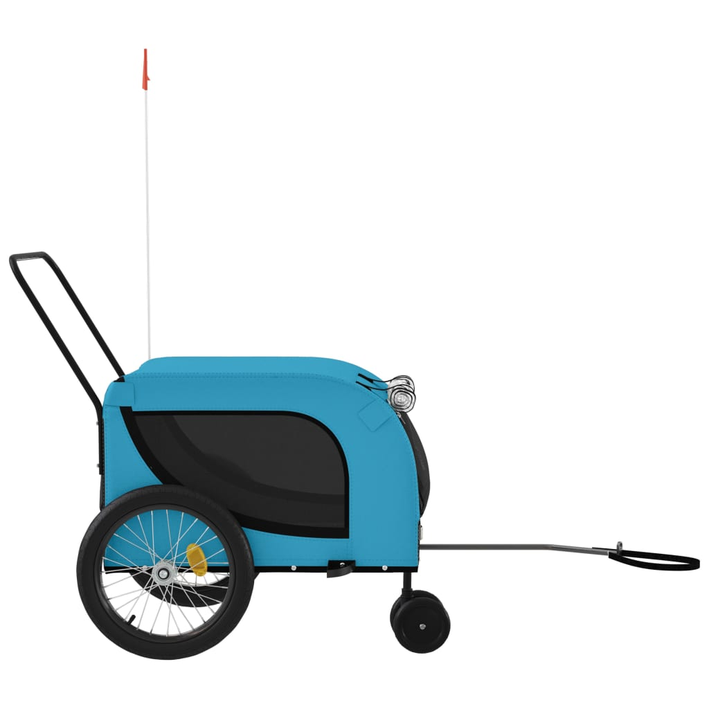 Glamorous Pups : vidaXL Pet Bike Trailer Blue and Black Oxford Fabric, Iron, PVC Small