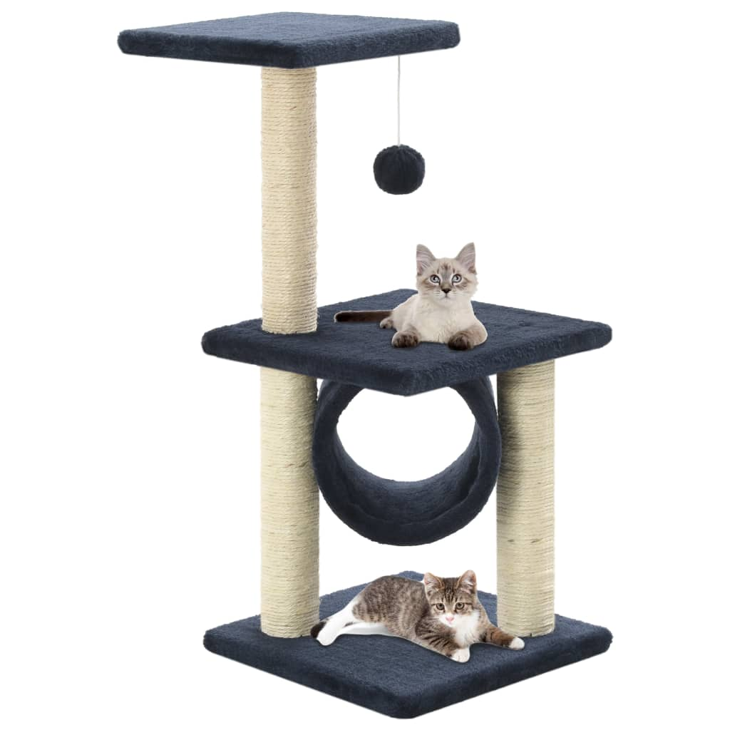 Glamorous Pups : vidaXL Cat Tree Dark Blue Particle board, plush, sisal 25.6 in Durable