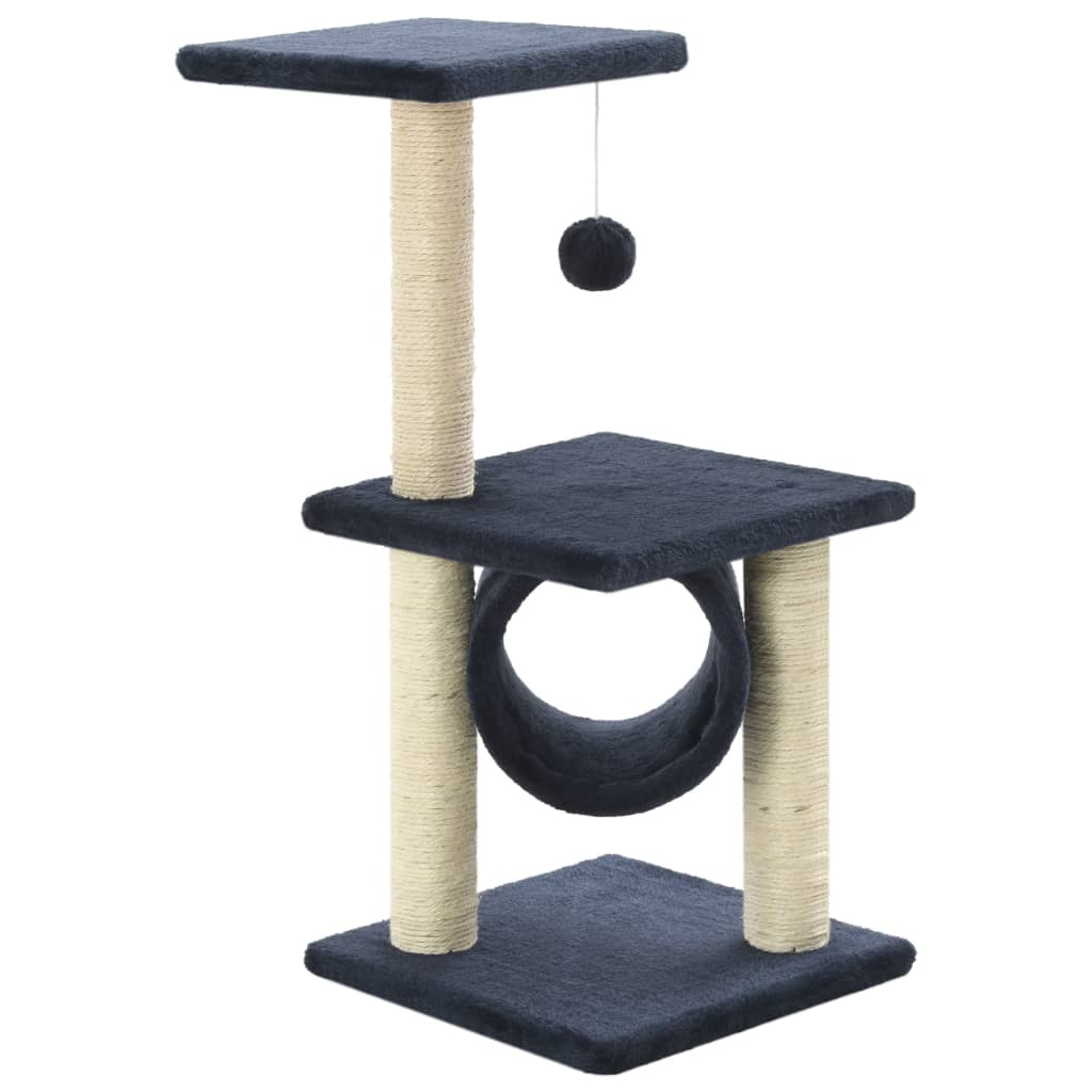 Glamorous Pups : vidaXL Cat Tree Dark Blue Particle board, plush, sisal 25.6 in Durable