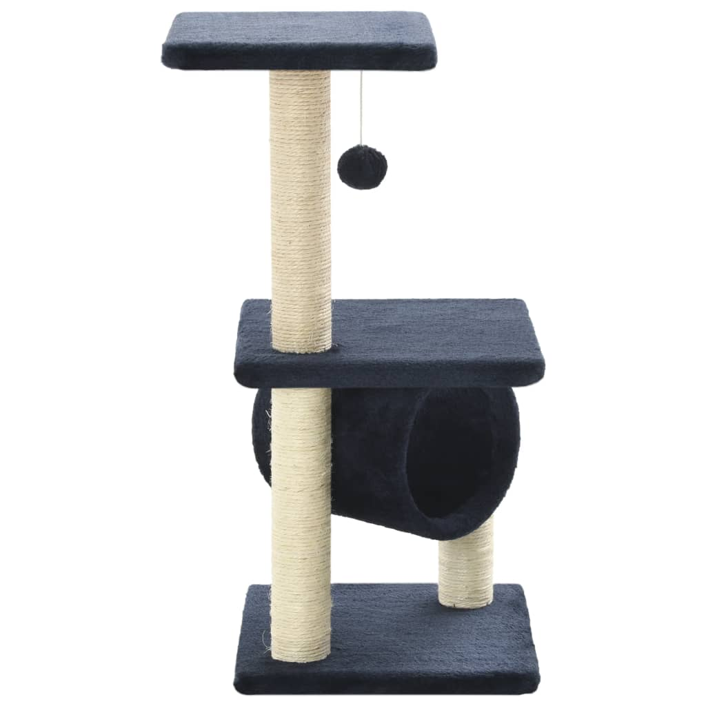 Glamorous Pups : vidaXL Cat Tree Dark Blue Particle board, plush, sisal 25.6 in Durable