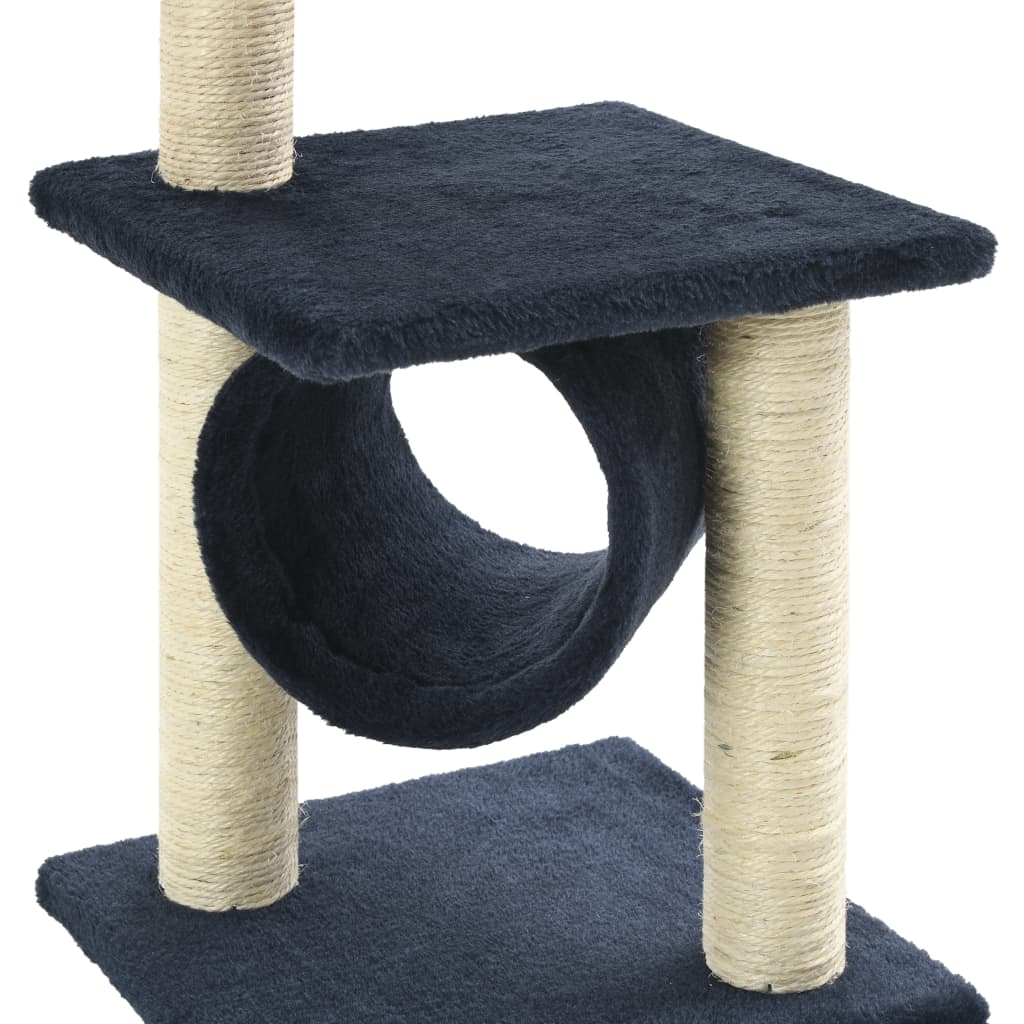 Glamorous Pups : vidaXL Cat Tree Dark Blue Particle board, plush, sisal 25.6 in Durable