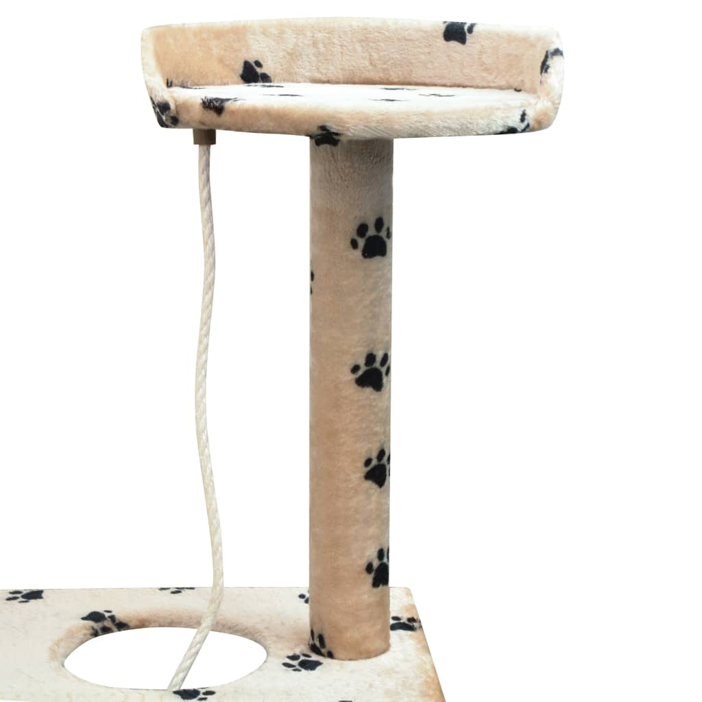 Glamorous Pups : vidaXL Cat Tree Beige with black paw prints Plush, Sisal, Wood Large