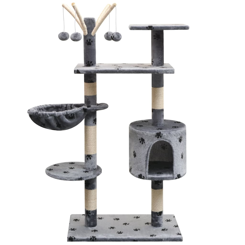Glamorous Pups : vidaXL Cat Tree Grey with black paw prints