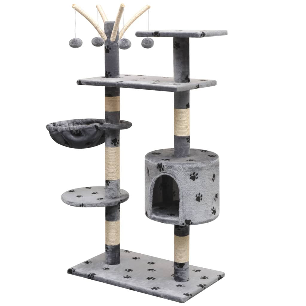 Glamorous Pups : vidaXL Cat Tree Grey with black paw prints