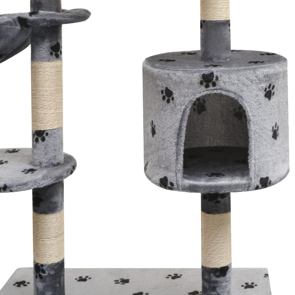 Glamorous Pups : vidaXL Cat Tree Grey with black paw prints